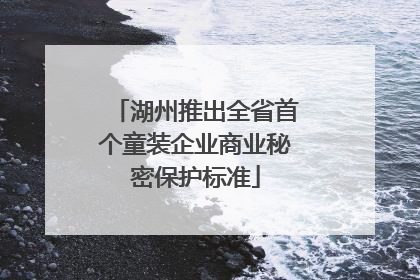 湖州推出全省首个童装企业商业秘密保护标准